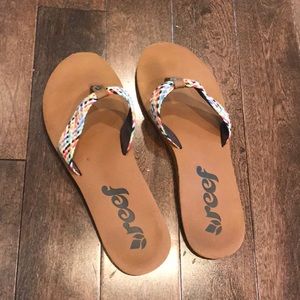 Reef multi color flip flops